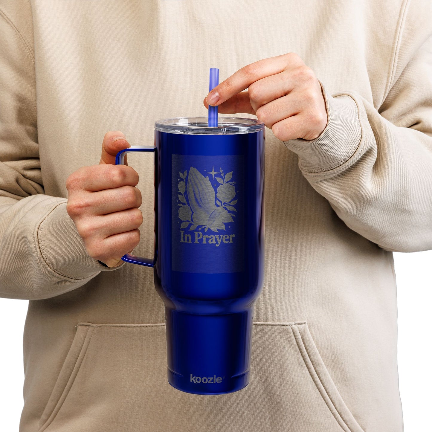 40oz Engraved Prayer Tumbler — Stainless Insulated Travel Mug with Lid