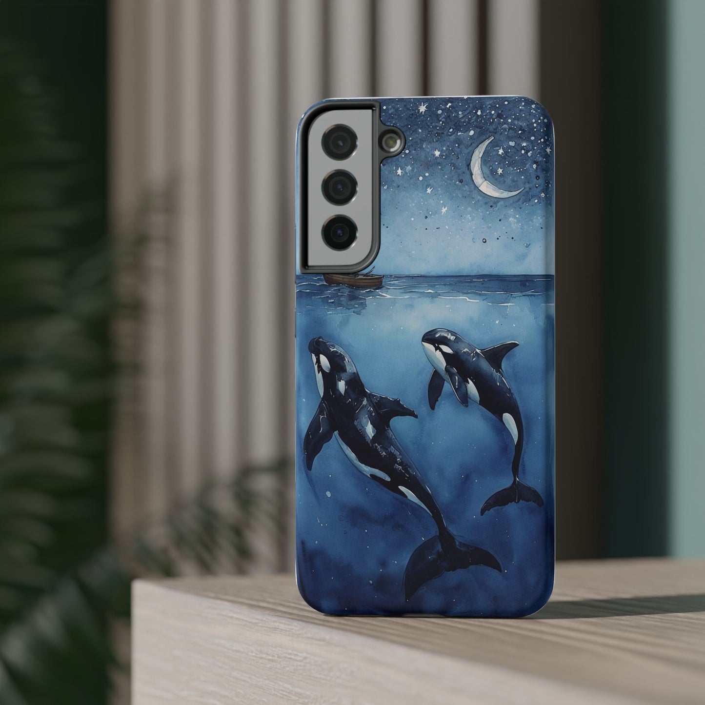 Whale Night Sky Phone Case - Impact-Resistant Design