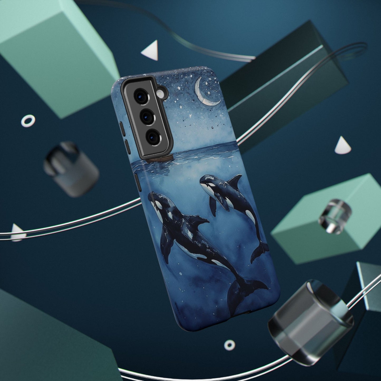 Whale Night Sky Phone Case - Impact-Resistant Design
