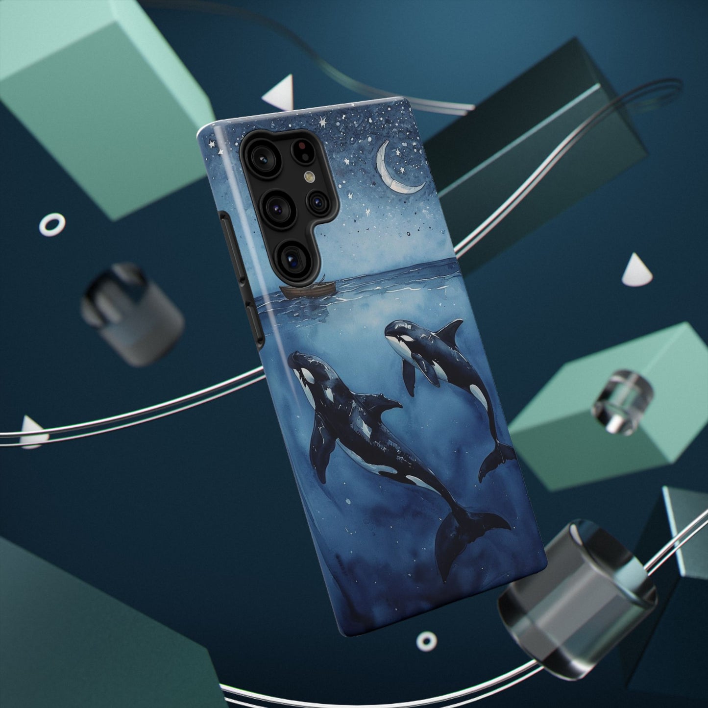 Whale Night Sky Phone Case - Impact-Resistant Design