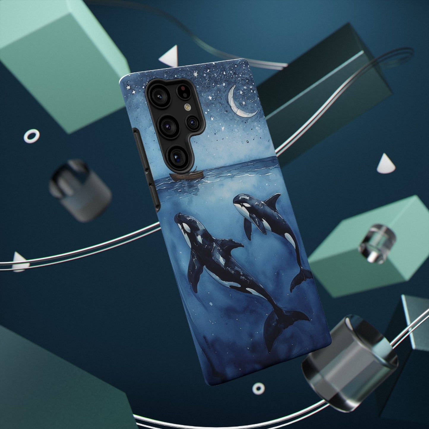Whale Night Sky Phone Case - Impact-Resistant Design