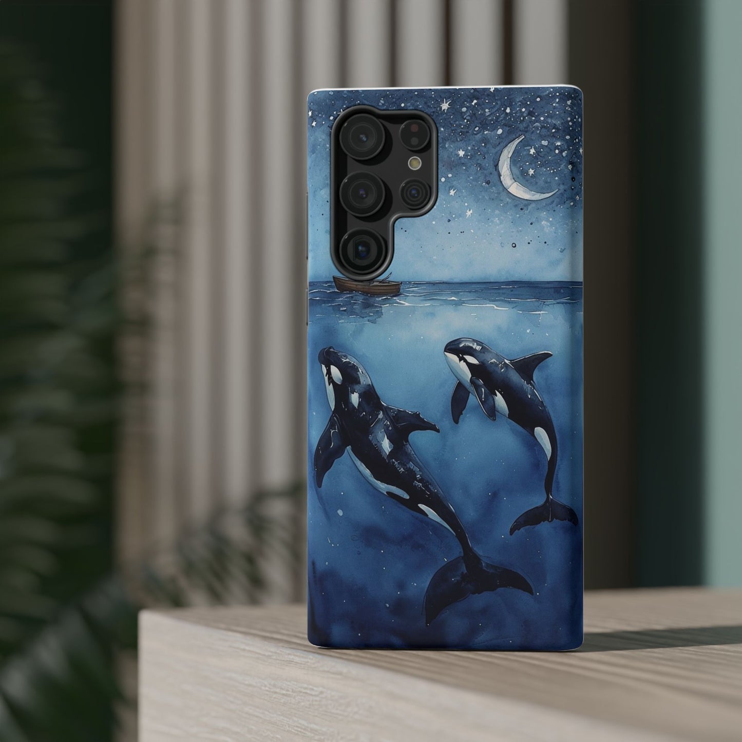 Whale Night Sky Phone Case - Impact-Resistant Design